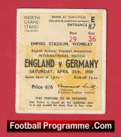 England v Germany 1959 – Schoolboys Football Ticket