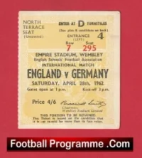 England v Germany 1962 – School Boys Match Ticket