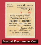 England v Germany 1964 – Schoolboys Football Ticket