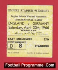 England v Germany 1966 – Schoolboys Football Ticket