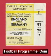England v Germany 1968 – Schoolboys Football Ticket