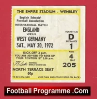 England v Germany 1972 – Schoolboys Football Ticket
