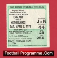England v Holland 1973 – Schoolboys Football Ticket
