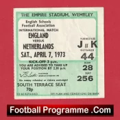 England v Holland 1973 – Schoolboys Football Ticket
