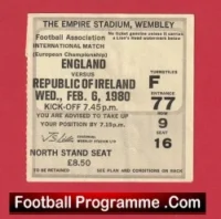 England v Republic Of Ireland 1980 – Football Ticket