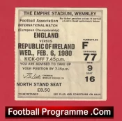 England v Republic Of Ireland 1980 – Football Ticket