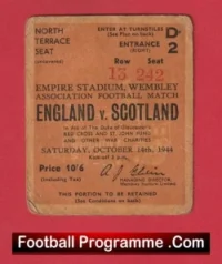 England v Scotland 1944 – Football Ticket Wembley 1940s
