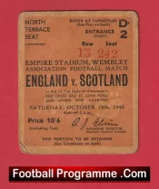 England v Scotland 1944 – Football Ticket Wembley 1940s