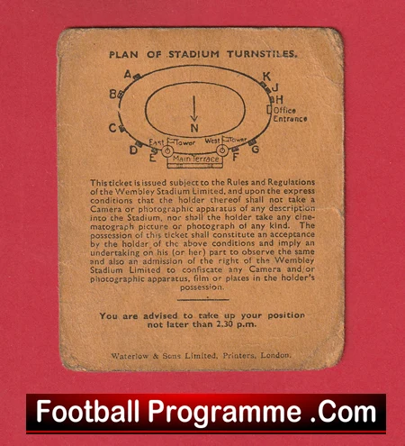 England v Scotland 1944 - Football Ticket Wembley 1940s - Image 3