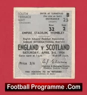 England v Scotland 1954 – Schoolboys Football Ticket