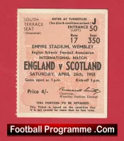 England v Scotland 1958 – Schoolboys Football Ticket
