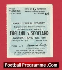 England v Scotland 1960 – Schoolboys Football Ticket