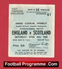 England v Scotland 1960 – Schoolboys Football Ticket