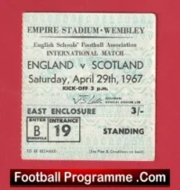 England v Scotland 1967 – Schoolboys Football Ticket