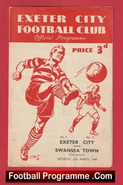 Exeter City v Swansea Town 1949 - 1940s - football programme
