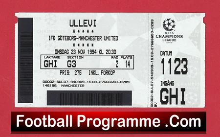 Gothenburg v Manchester United 1994 - Football Ticket - Sweden - Image 2