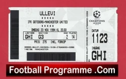 Gothenburg v Manchester United 1994 - Football Ticket - Sweden - football memorabilia