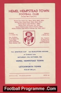 Hemel Hempstead Town v Letchworth Town 1962 – FA Amateur Cup