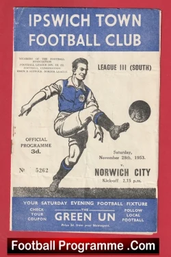 Ipswich Town v Norwich City 1953 - football programme