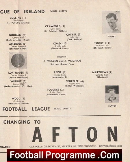 Ireland Football League v English League 1954 - Dalymount Park Irish - Image 4