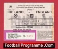 Ireland v England 1990 – Football Ticket