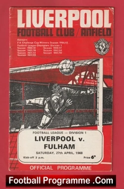 Liverpool v Fulham 1968 - football programme