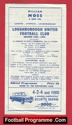 Loughborough v Worksop Town 1964 - football programme