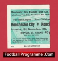 Manchester City v Manchester United 1972 – Football Match Ticket
