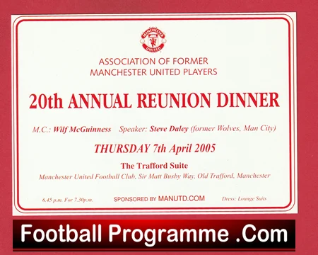 Manchester United 20th Reunion Dinner Old Trafford Ticket 2005 - Image 2