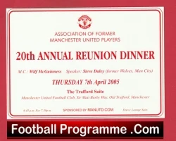Manchester United 20th Reunion Dinner Old Trafford Ticket 2005 - football memorabilia