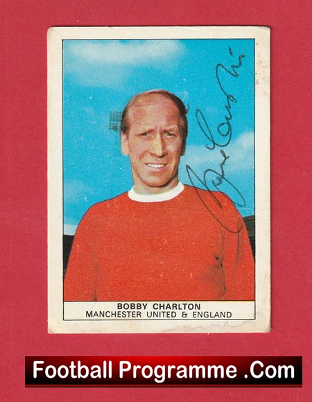Manchester United Bobby Charlton Autograph Signed Football Card Man Utd 1960s - Image 2