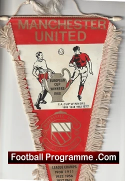 Manchester United Pennant Flag Man Utd Honours 1967 - football memorabilia