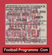 Manchester United v AC Milan 1969 European Cup Semi Final Ticket