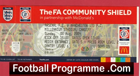 Manchester United v Arsenal 2004 - Community Shield Ticket Cardiff FULL - Image 2