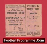 Manchester United v Birmingham City 1969 – Ticket FA Cup Replay
