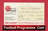 Manchester United v Bournemouth 1982 – FA Cup Match Ticket