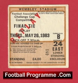 Manchester United v Brighton Hove Albion 1983 - Cup Final Match Ticket Replay - football memorabilia