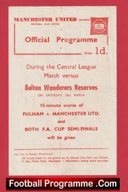 Manchester United v Bury 1960 - Man Utd Reserves Match - football programme