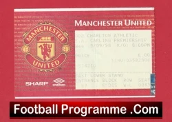 Manchester United v Charlton Athletic 1998 - Treble Season Ticket - football memorabilia