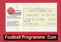Manchester United v Coventry City 1980 – League Cup Football Ticket