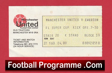 Manchester United v Everton 1976 - Super Cup Ticket - Image 2