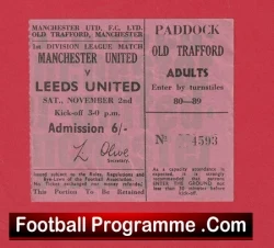Manchester United v Leeds United 1968 - Match Ticket - football memorabilia