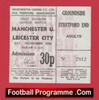 Manchester United v Leicester City 1971 – Match Tickets Man Utd