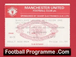 Manchester United v Luton Town 1991 - Football Ticket - football memorabilia