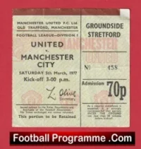 Manchester United v Manchester City 1977 – 1970s Match Ticket