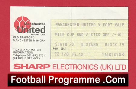 Manchester United v Port Vale 1983 - Match Ticket - Image 2