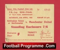 Manchester United v Southampton 1963 Semi Final Match Ticket
