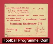 Manchester United v Southampton 1963 Semi Final Match Ticket