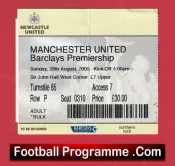 Newcastle United v Manchester United 2005 – Match Ticket