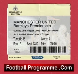 Newcastle United v Manchester United 2005 - Match Ticket - football memorabilia